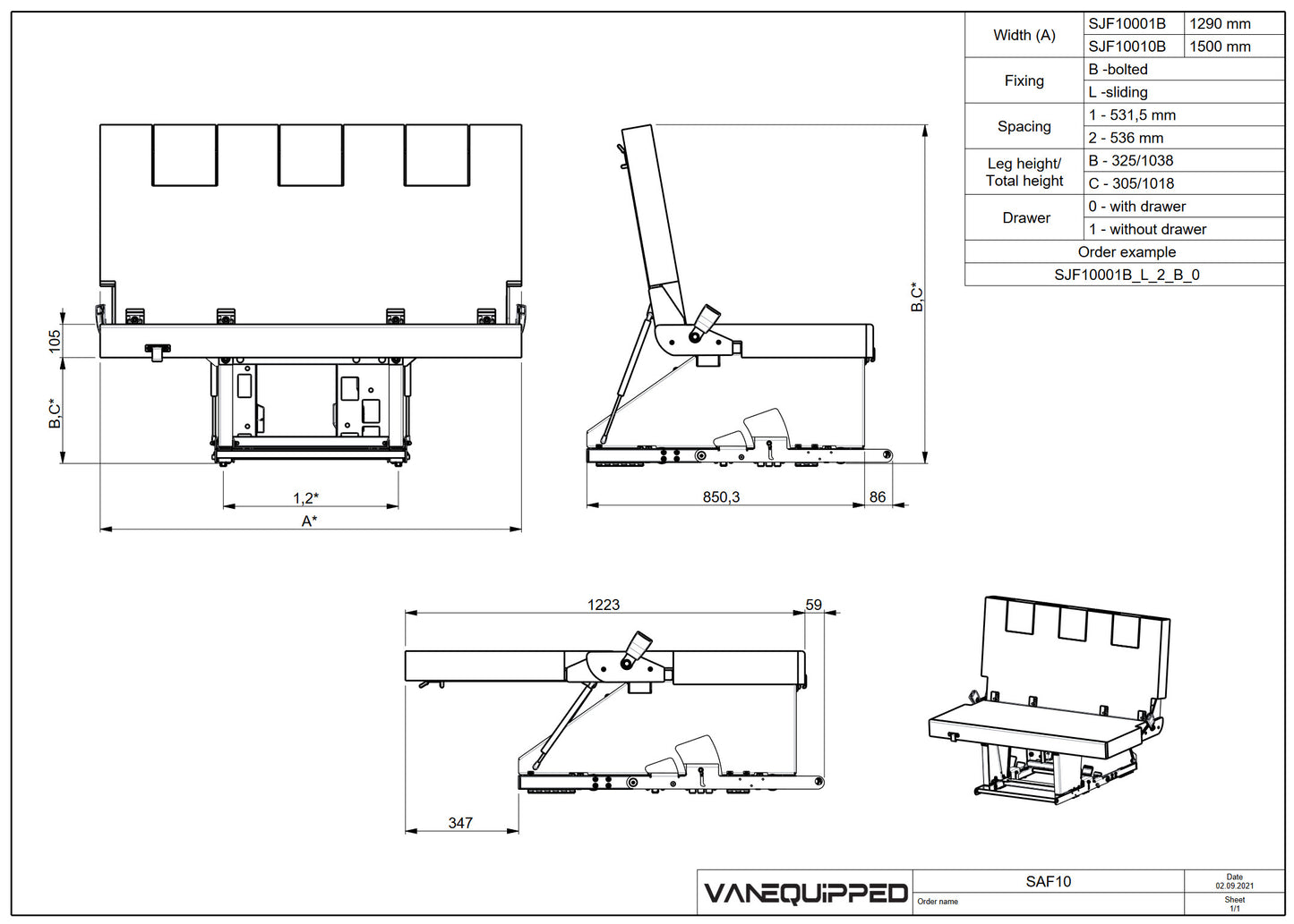 SAF10 Seatbed